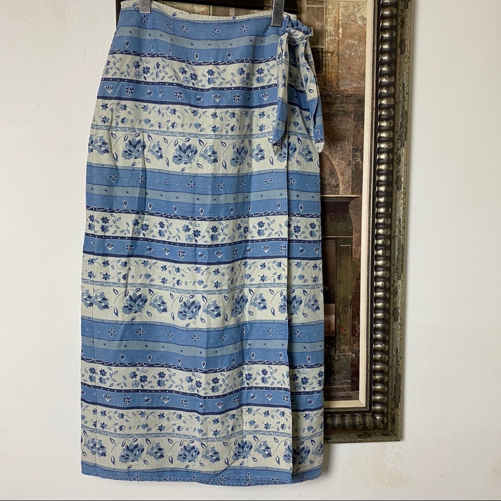 L.L. Bean Silk Midi Wrap Skirt